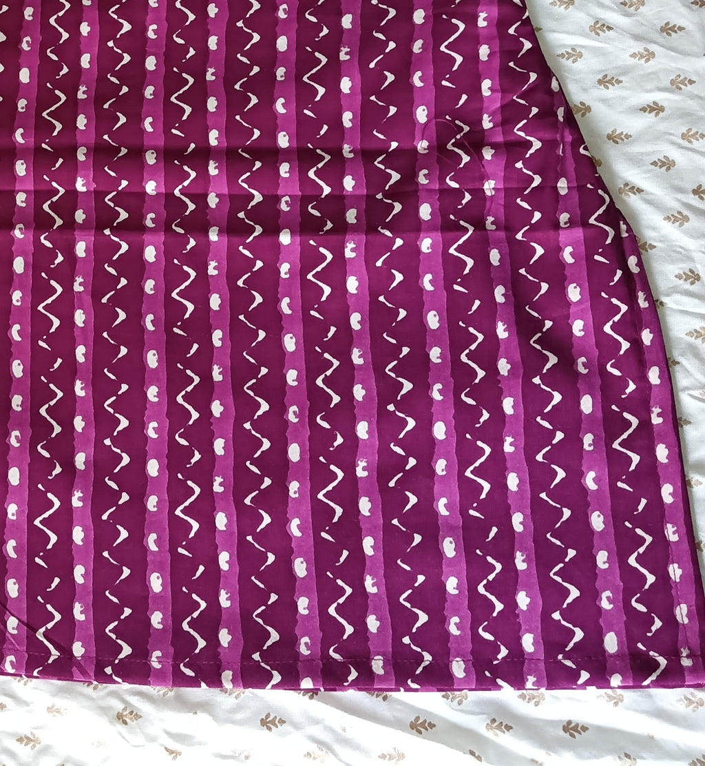 Magenta handblock printed sleeveless tie-up kurti